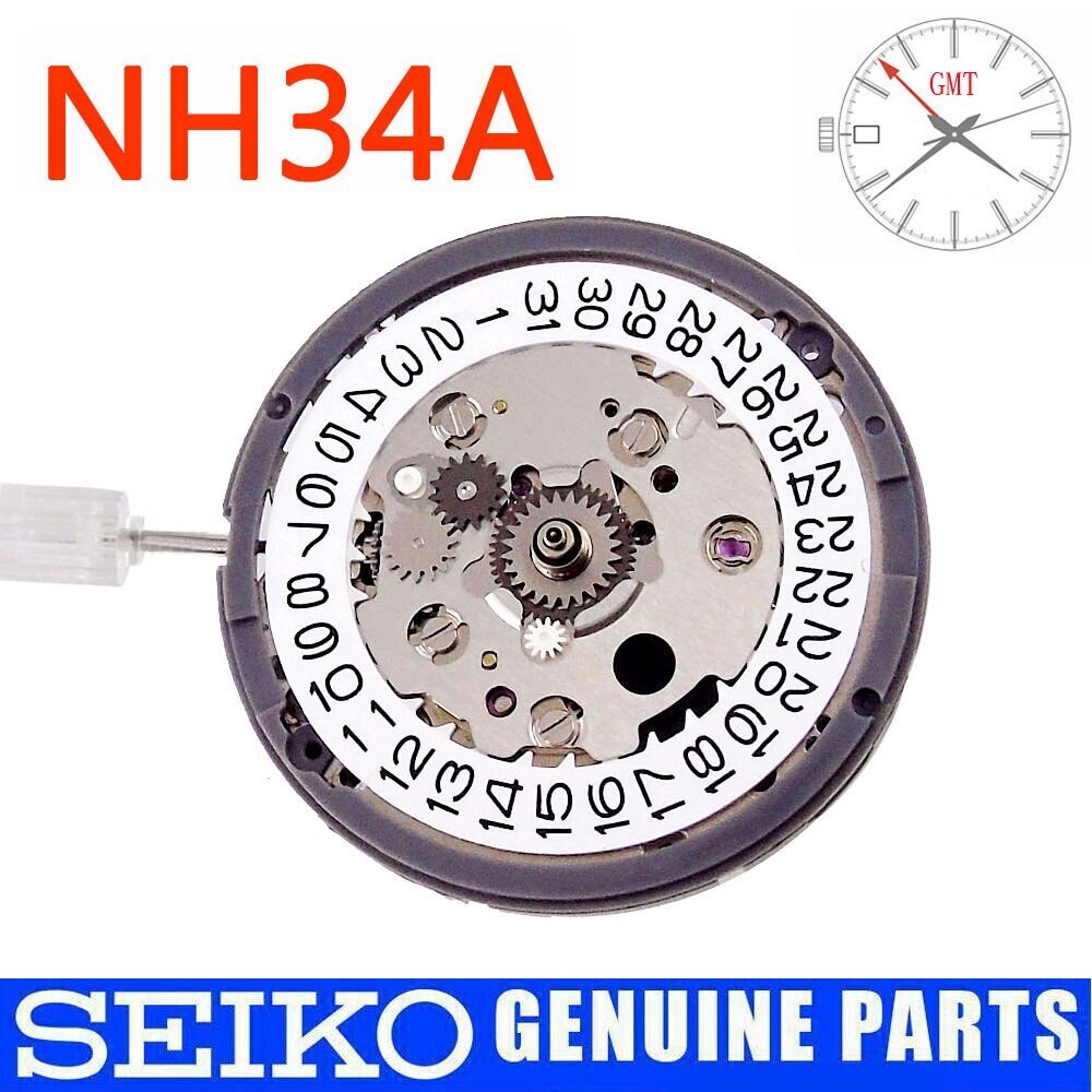 NH34A Genuine Japan NH34 GMT White Black Date Automatic Watch Movement Parts