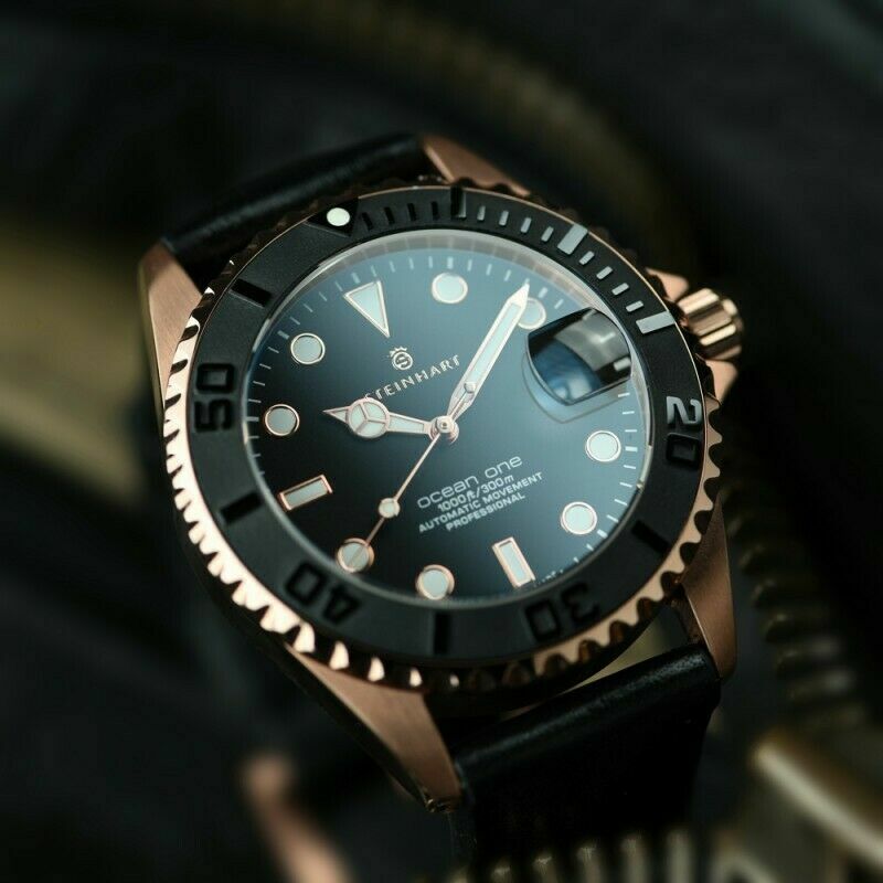 Steinhart Ocean One PINK GOLD Ceramic Bezel Automatic Swiss Dive Watch 103-0746