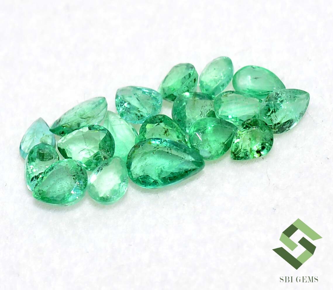 4×3 mm To 6×4 mm Natural Emerald Pear Cut Mix Lot 20 Pcs 3.26 CTS Loose Gemstone