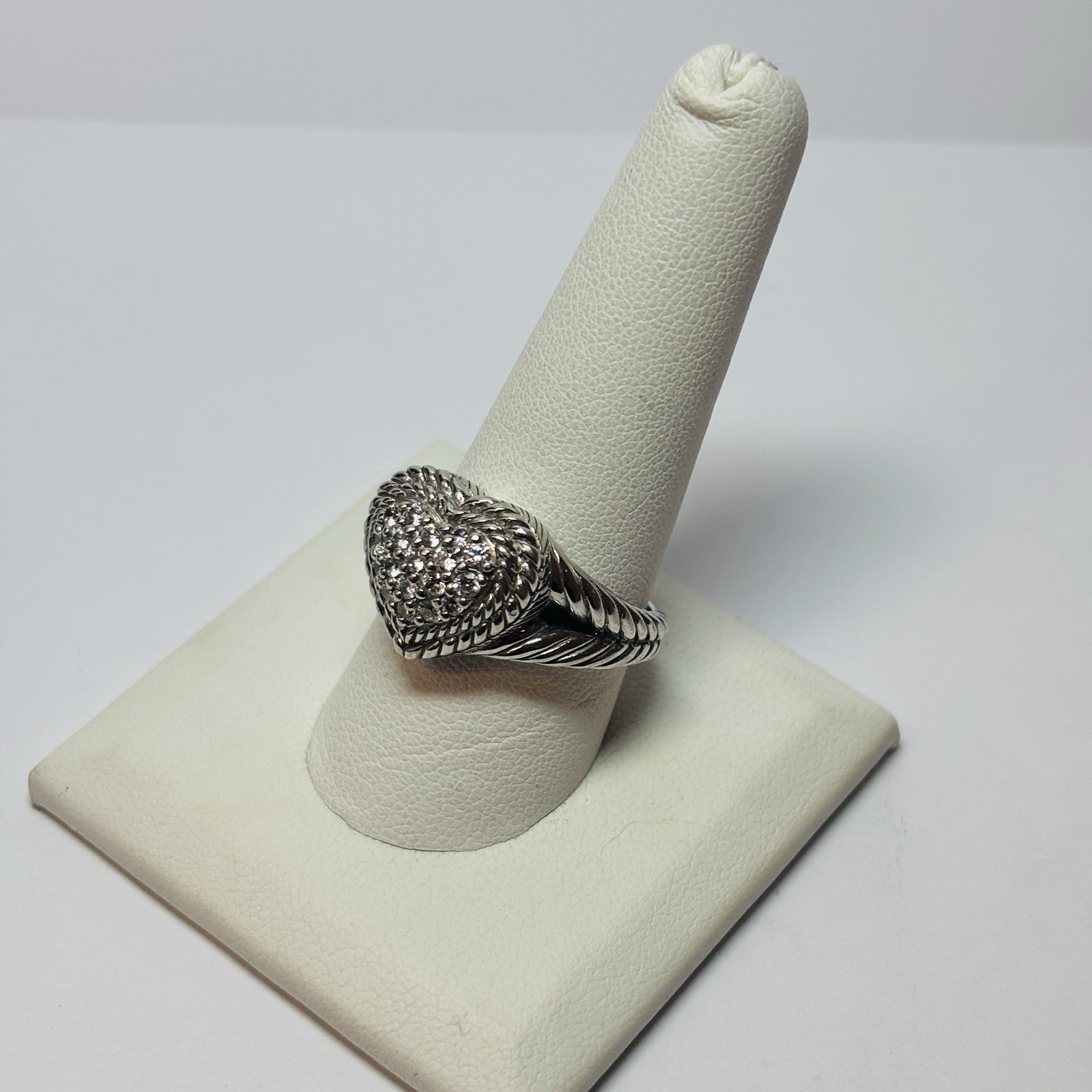 Judith Ripka Sterling 925 Silver Heart CZ Ring Size 10 – .31