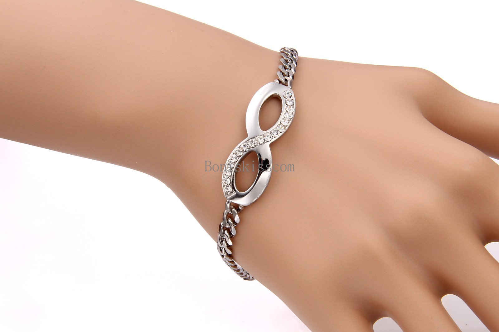 Silver Tone Stainless Steel Infinity Braided Chain Bangle Bracelet Women’s Gift