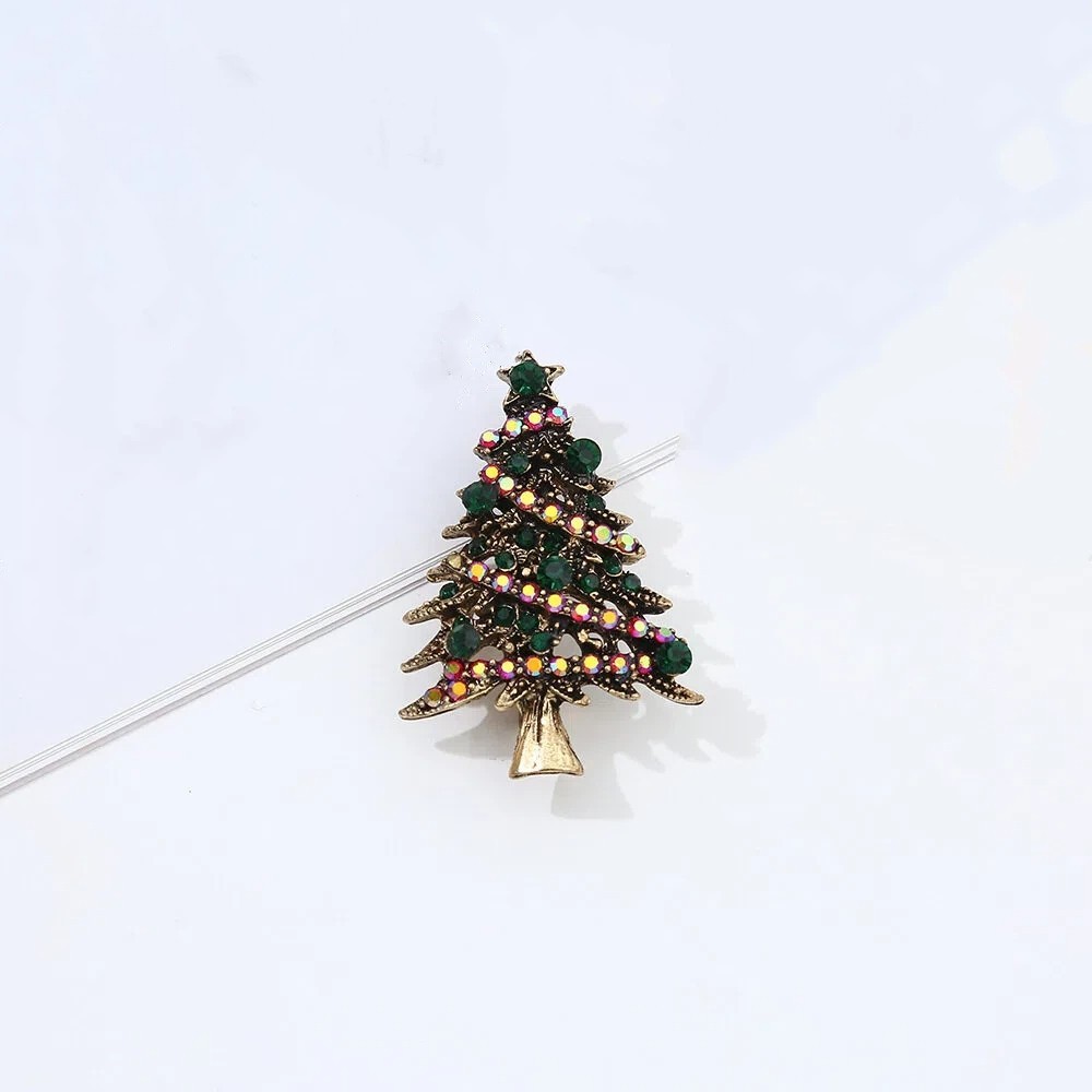 Vintage Crystal Baroque Christmas Tree Brooch Pin Jewelry Gift Accessories