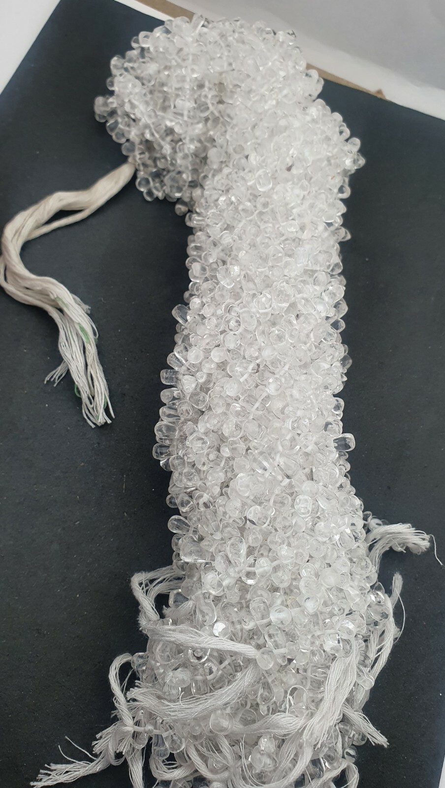 Natural Crystal Quartz Pear Drop Beads Strand 13 Inch