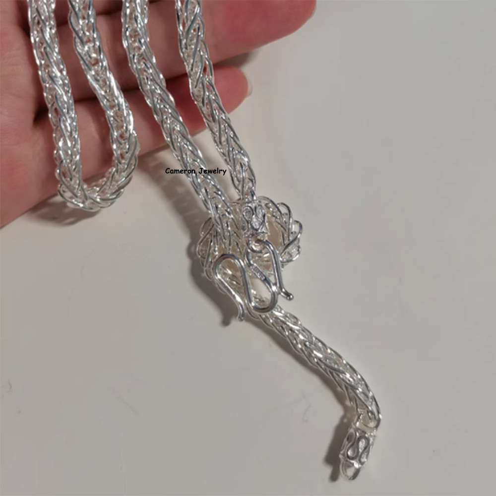 Solid S999 Fine Silver Chain Men Women 5.5mm Double Wheat Link Necklace 20-28in