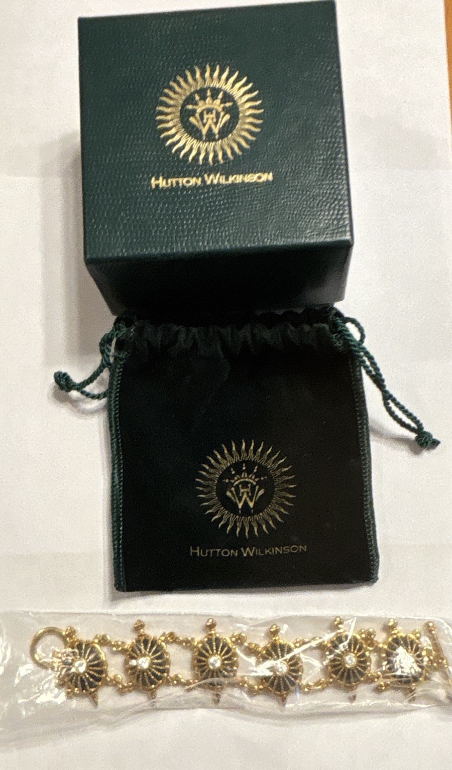 RARE NIB Hutton Wilkinson Enamel Rhinestone Turtle Necklace Bracelet Earring Set