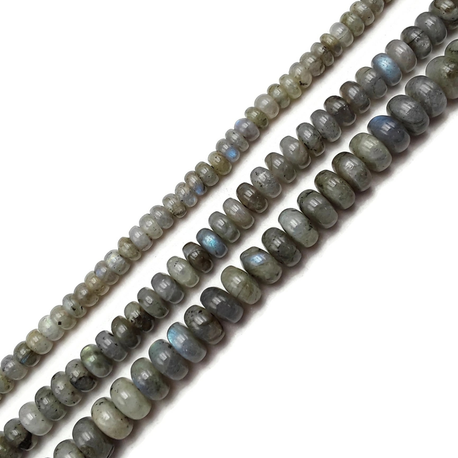 Natural Labradorite Smooth Rondelle Beads Size 4x6mm 5x8mm 6x10mm 15.5” Strand
