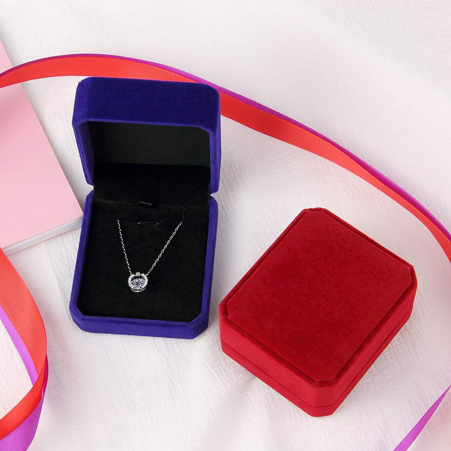 1x 5x Velvet Necklace Pendant Gift Box Jewelry Box Display Case Holder Organizer