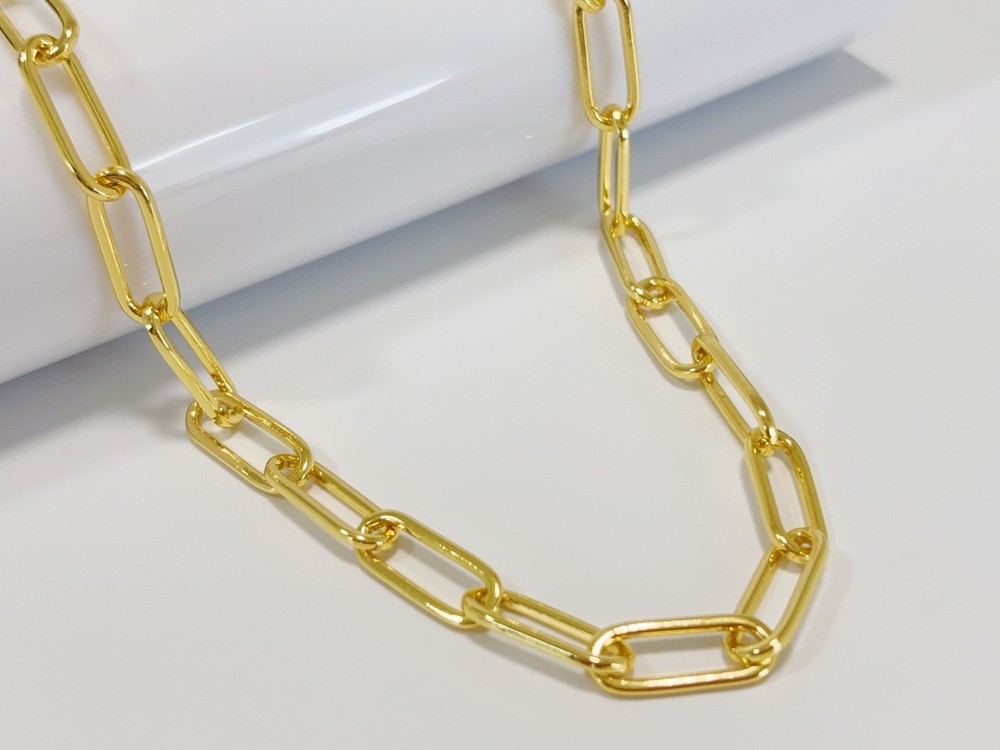 14K Yellow Gold Bold Paperclip Chain Link Layer Necklace 10mm 30inch
