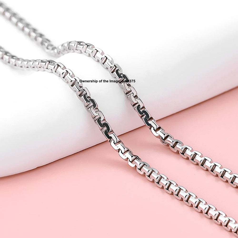 Pure 925 Sterling Silver Necklace -2.5mm Box Link Chain Necklace 50-60cm
