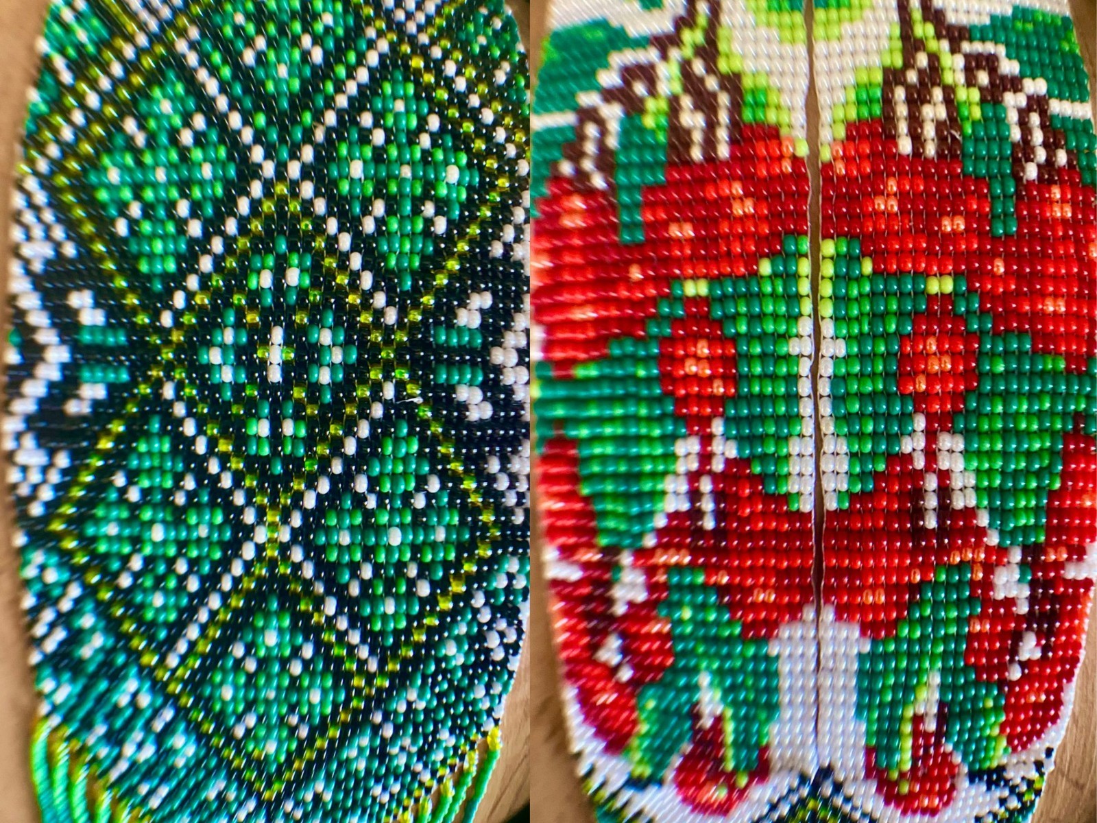 Ukrainian Handmade Beaded Gerdan Necklace Green Folk Boho Jewelry Gift Her