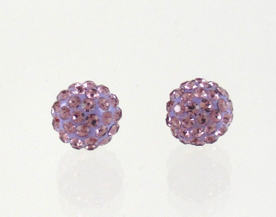 14k Yellow Gold Purple Rhinestone Disco Earrings 7.5mm Fuzion Creations Stud