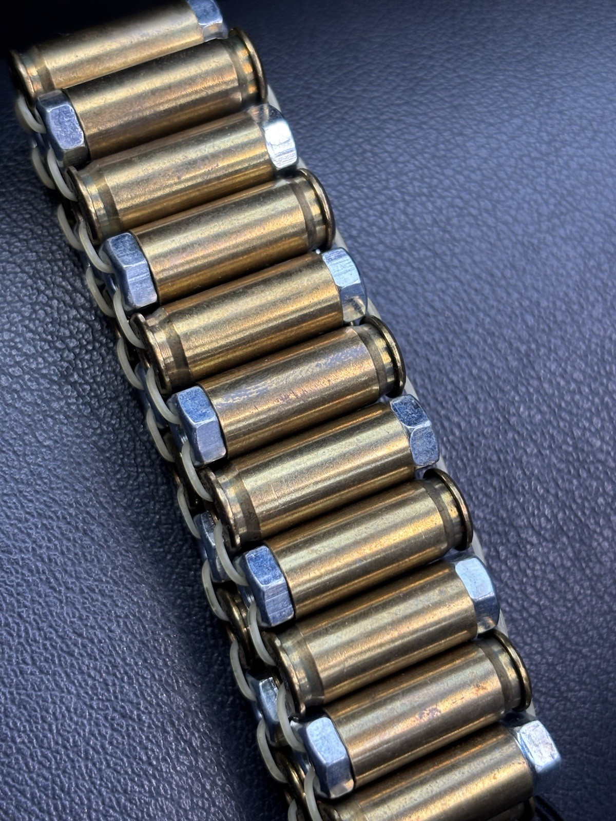 Bullet Theme Brass Cable Chain Bracelet, Stretch Slip-On, Gold/Silver/Black