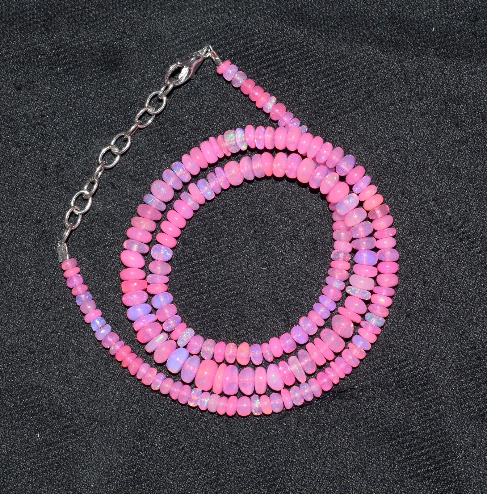16″Natural Ethiopian Opal Welo Fire Opal Gemstone Bead Necklace