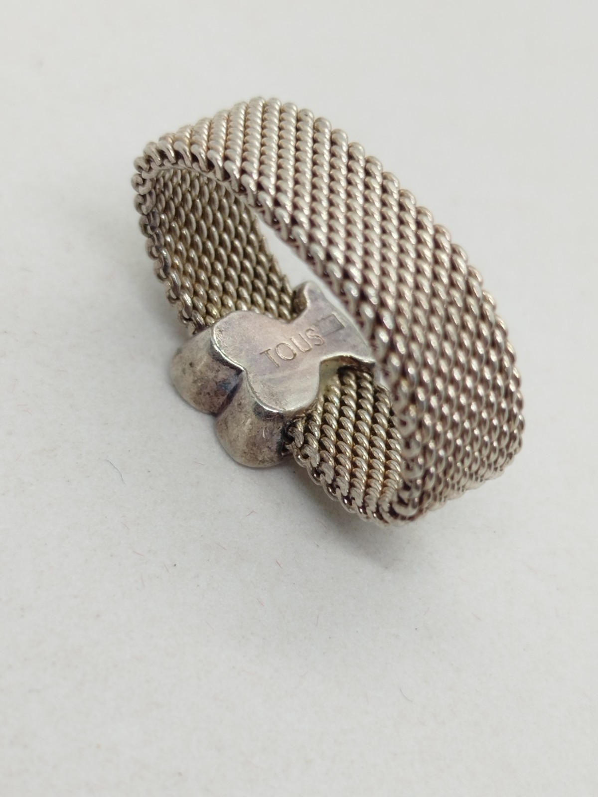 TOUS Sweet Teddy Bear Sterling Silver Ring MESH Size 7.5