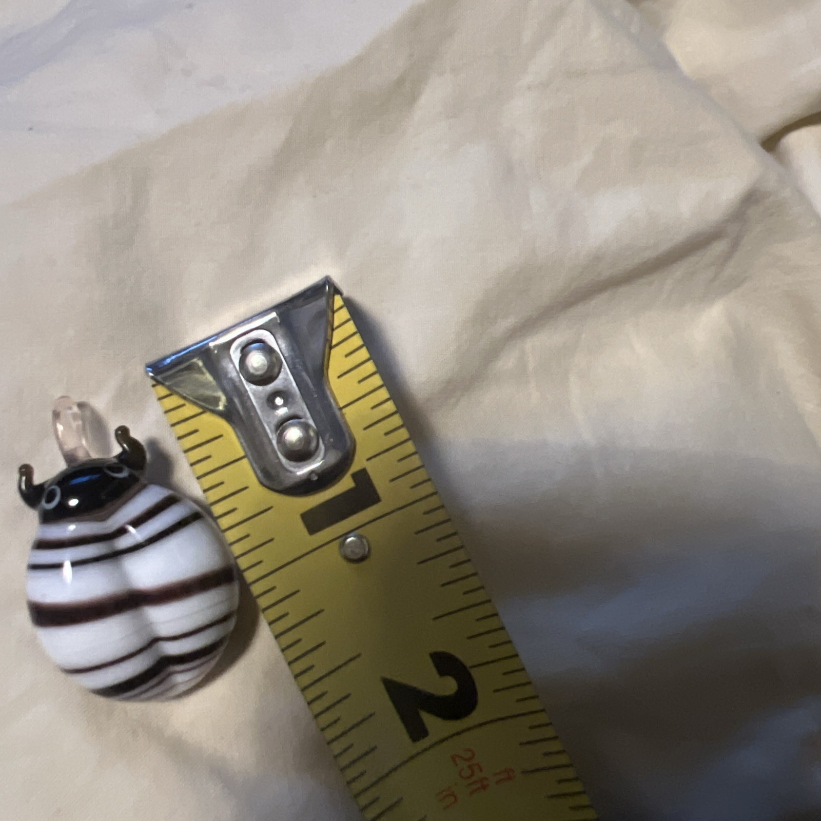 Art Glass Chunky Reversible Black And White And Brown Scarab Pendant 1.5”