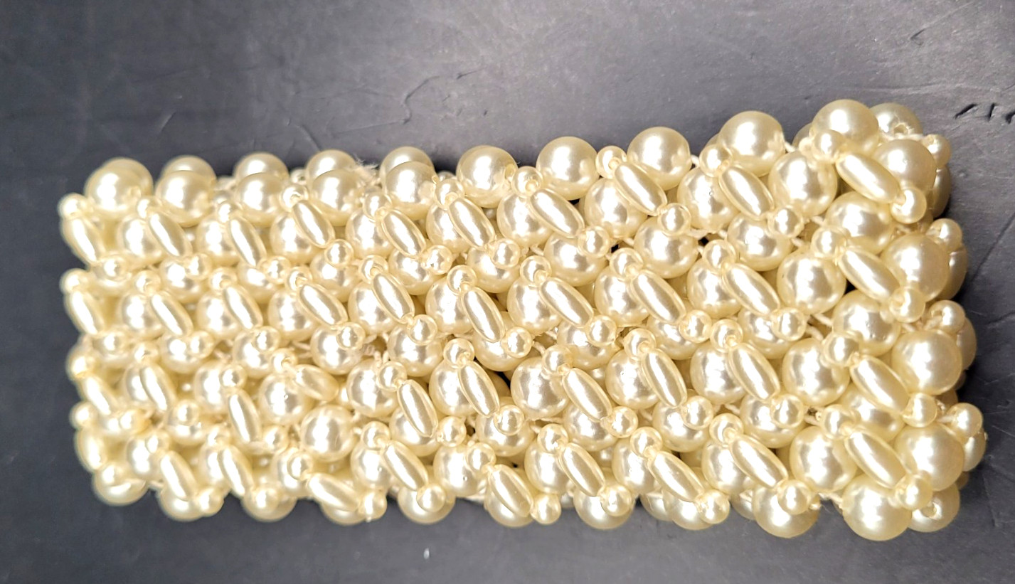 Faux Pearl Bracelets Set of 2 One Black and White Faux Pearls Gold Tone