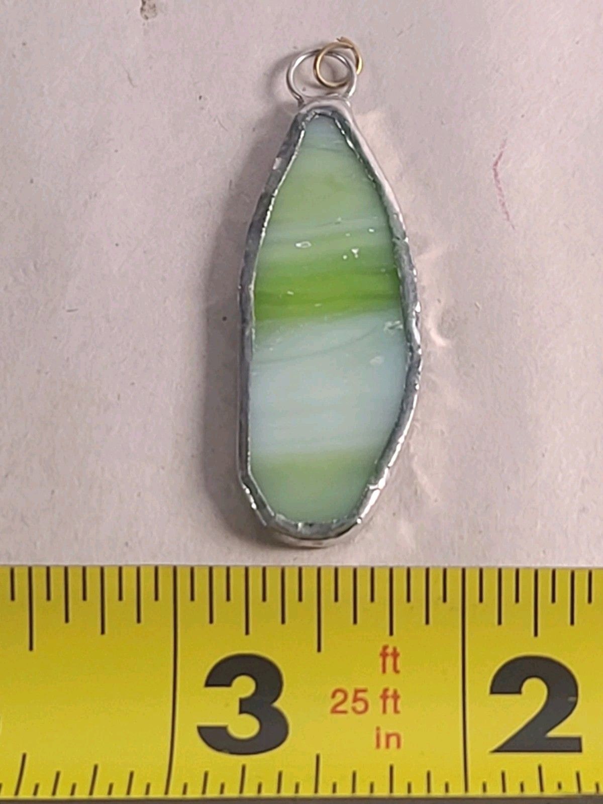 Vintage Glass Green Sea Glass Sterling Silver Dangle Pendant Handmade