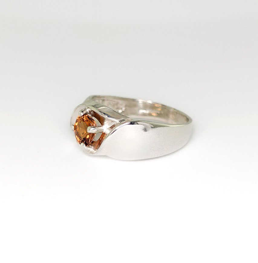 1.01 Carat Spessartine Oval Sterling Silver Mens Ring Size 9