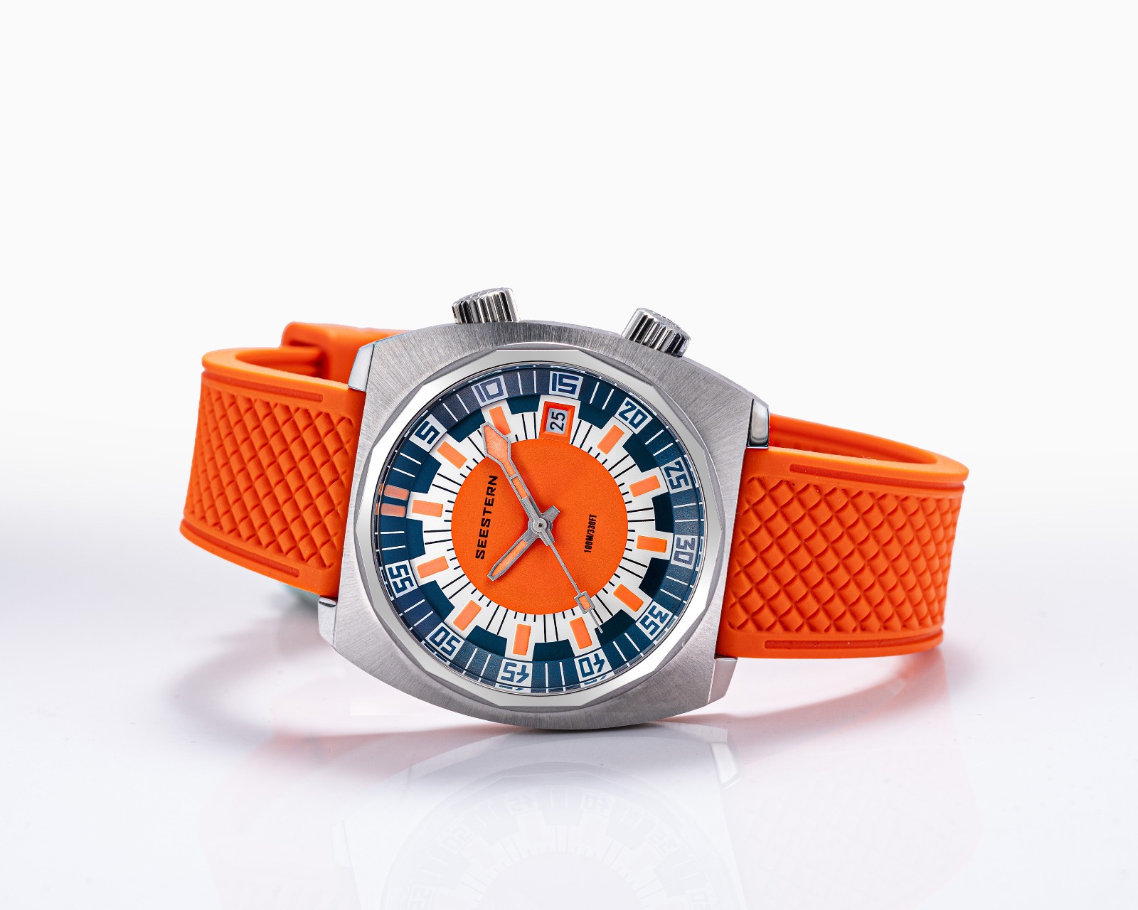 Seestern S471.01.O 38MM LUME Internal Bezel 100m DIVER’S Mens Sport Watch ORANGE