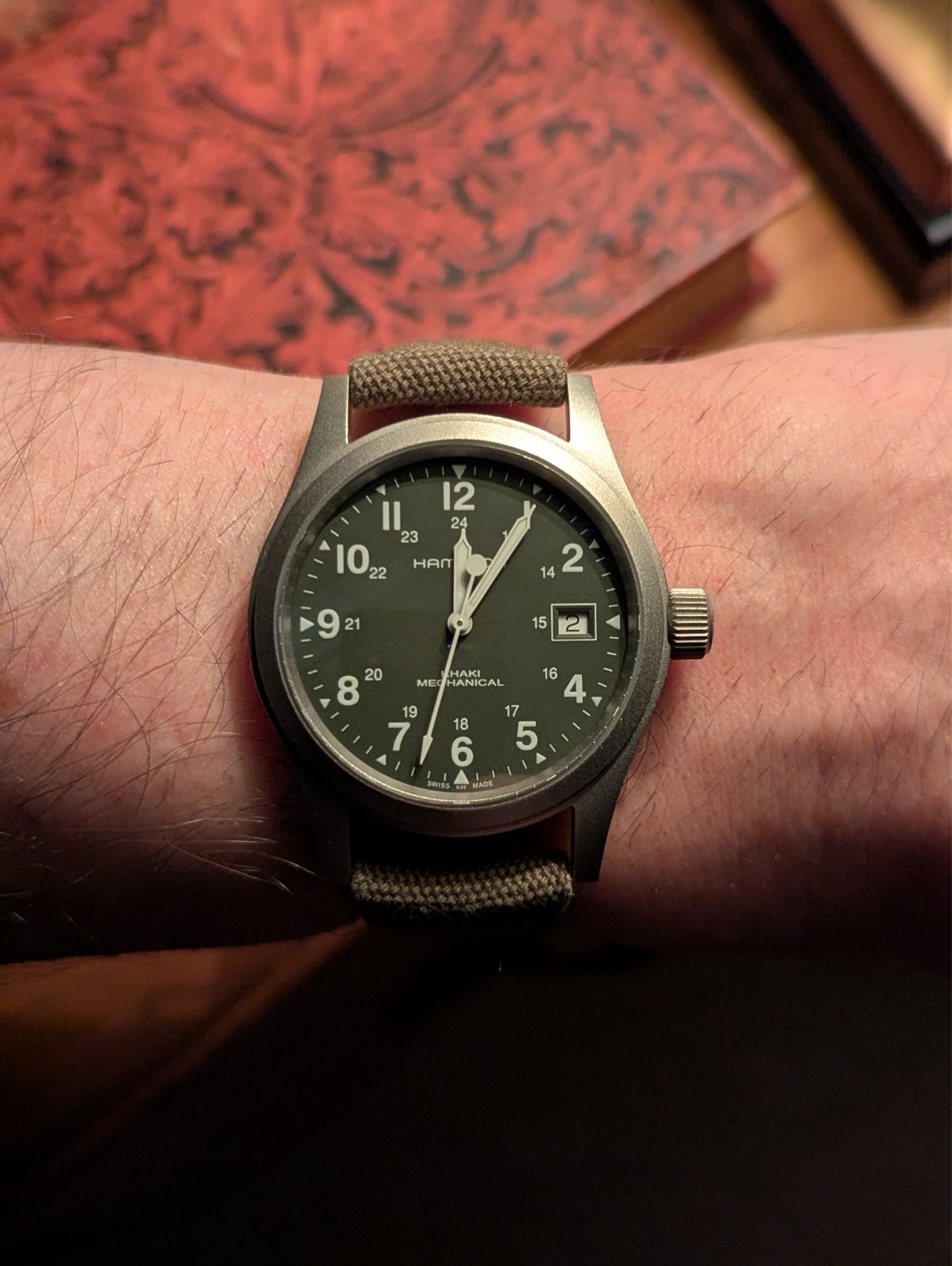 Hamilton Khaki Field Mechanical H69419363 Green ETA-2804 Date 38mm Complete Box