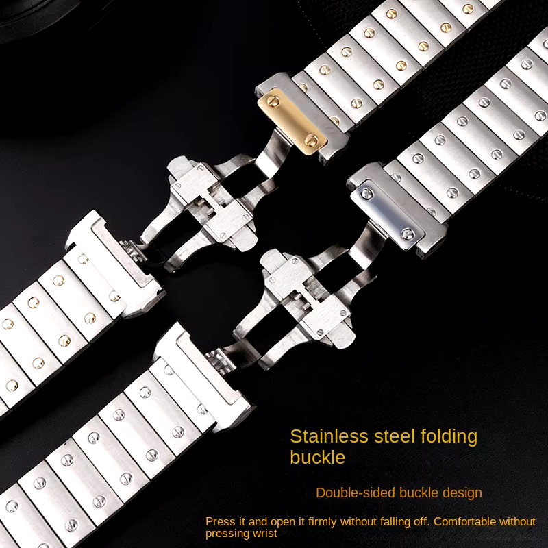 20 23 mm Steel Bracelet Watch Strap Band Fit For Cartier Santos Series Watches