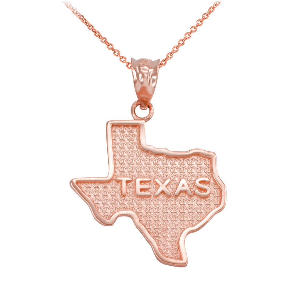 Gold Texas State Map Pendant(Available In Yellow/Rose/White Gold)