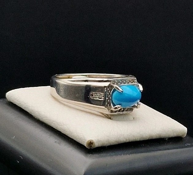 Persian Turquoise Handcrafted Silver Ring Unique Jewelry