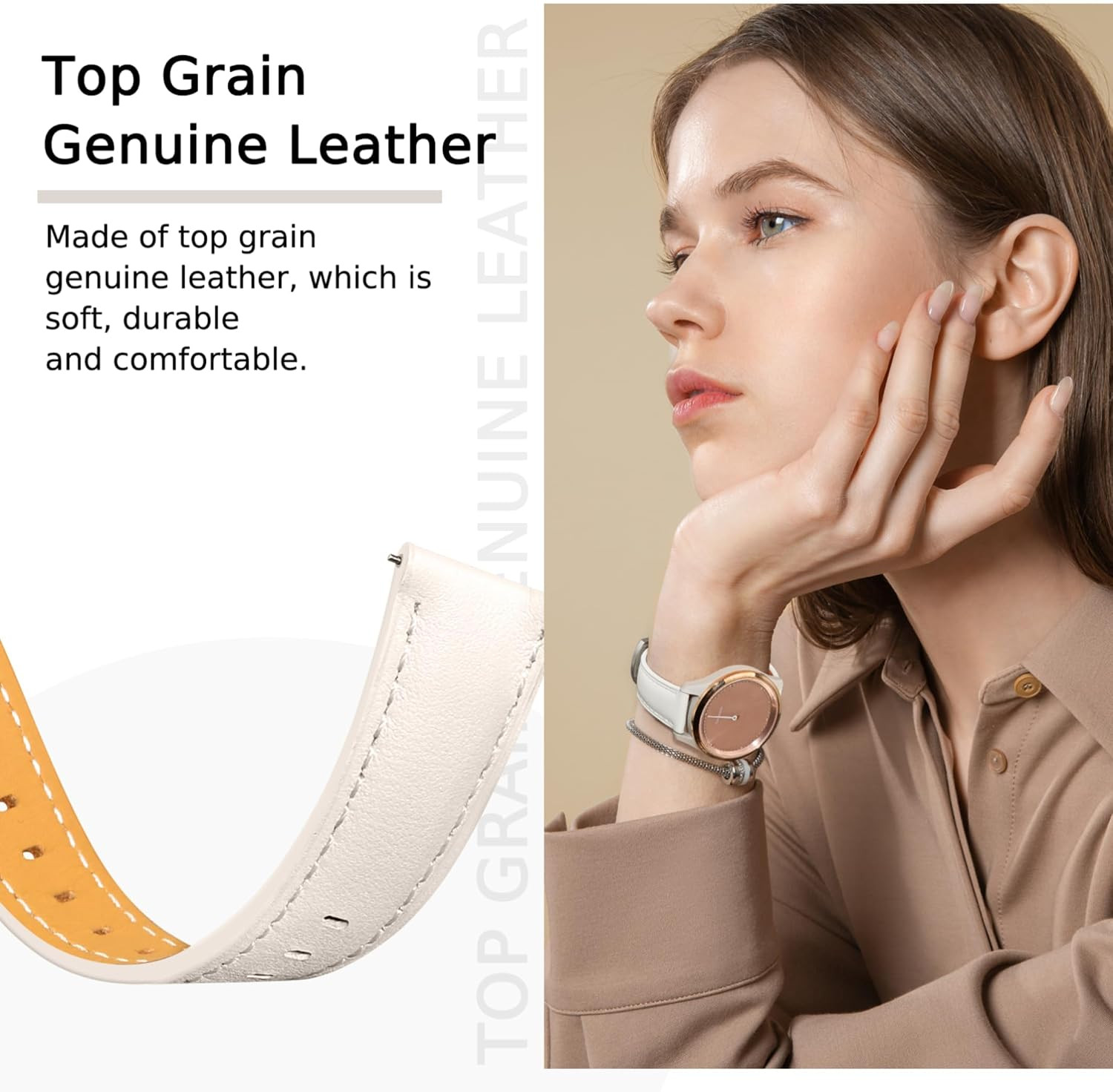 18Mm Leather Watch Band Compatible with Garmin Venu 3S 41Mm/Venu 4 41Mm/Venu 2S/