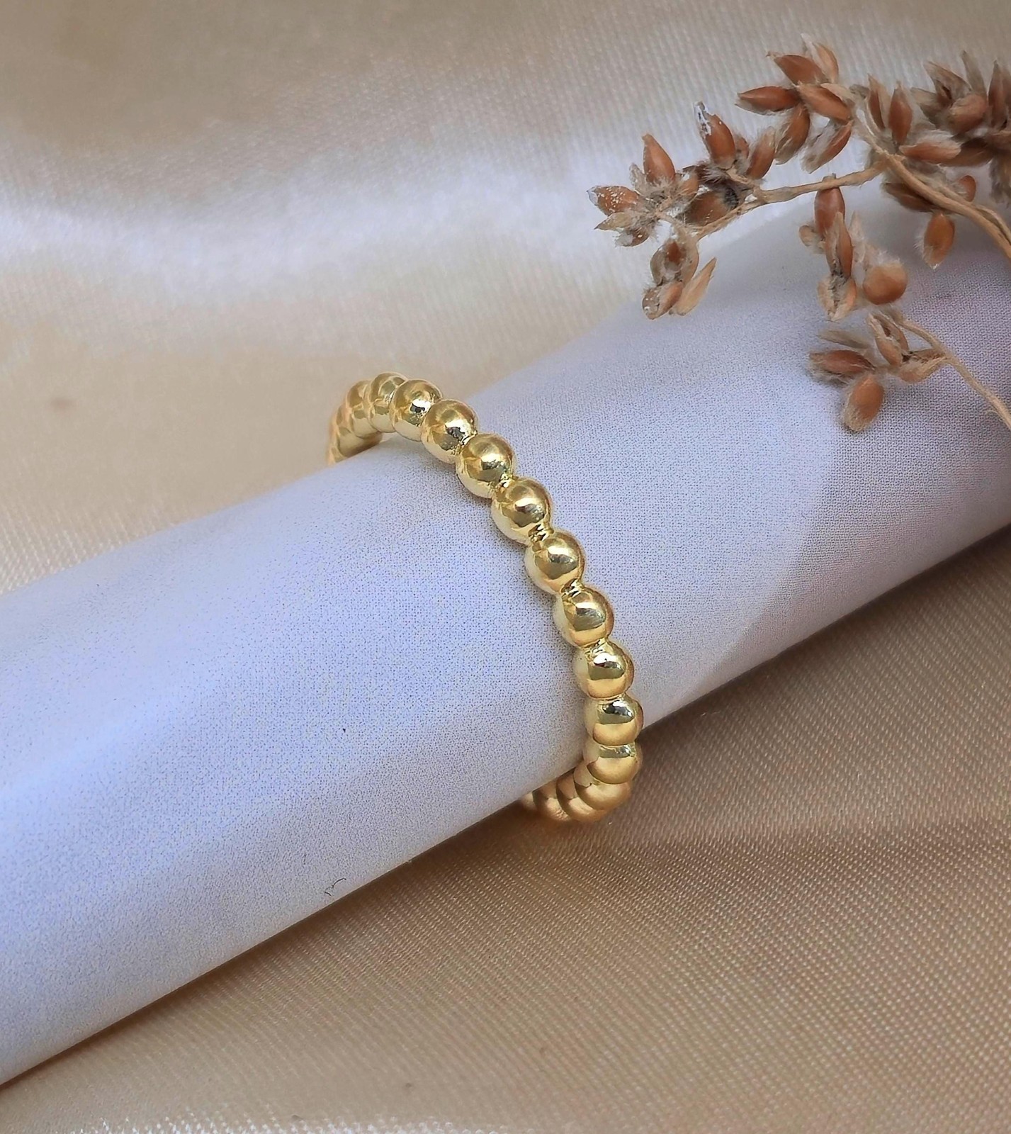 925 Silver Beaded Ring | Bubble Ring | Minimalist Dot Ring | Gold Stacking Ring