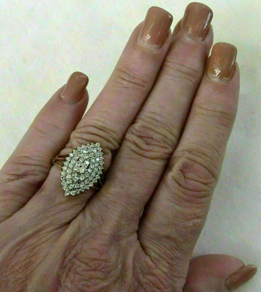 2Ct Round Cut Lab Created Diamond Engagement Cluster Ring 14K Yellow Gold Plated