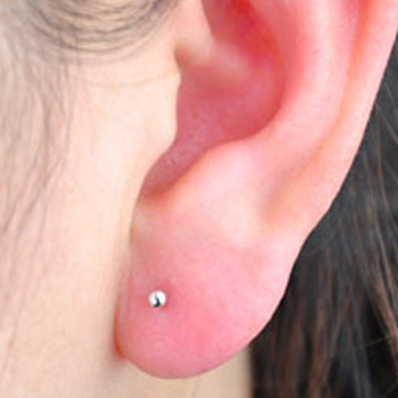 Small Stud Earrings Round Plain 10 Pairs Silver Ladies Ball Bead Ear Elegant 3mm