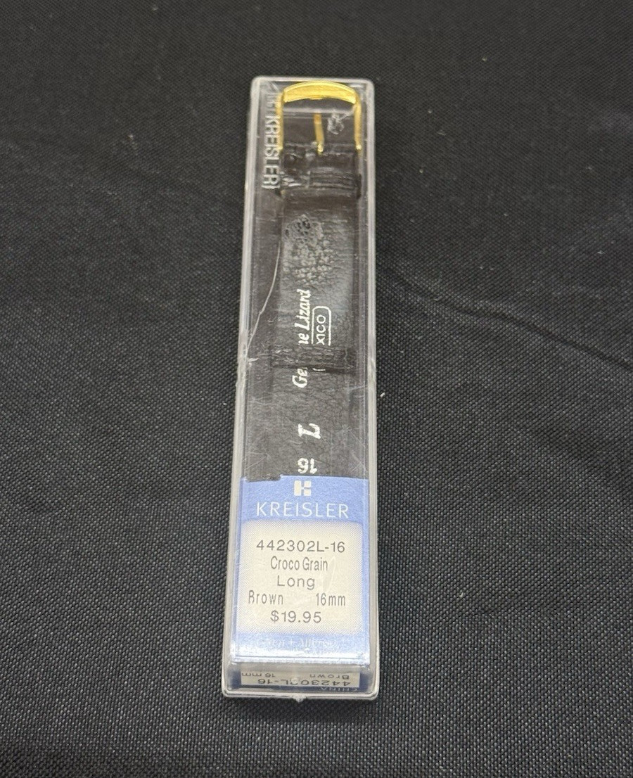 Kreisler Brown Leather Croco Grain Watch Band Two-Piece Strap 16mm