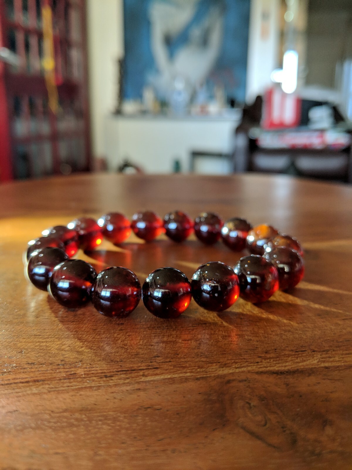 Hessonite GARNET bead bracelet MEN Stretch 12mm 7 7.5 8 8.5 inch