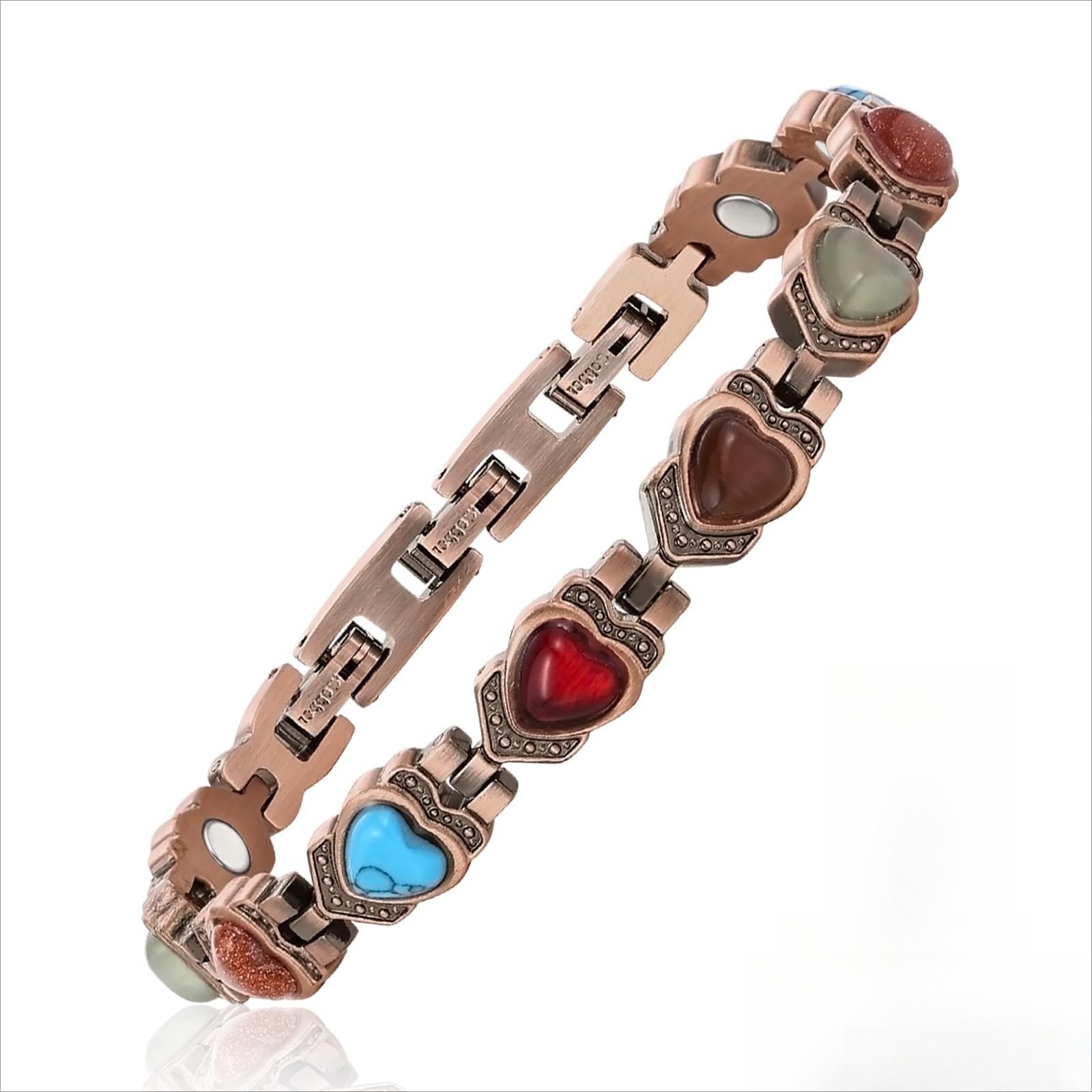 Women’s Copper Magnetic Bracelet Clover Crystal Adjustable Pain Relief Arthritis