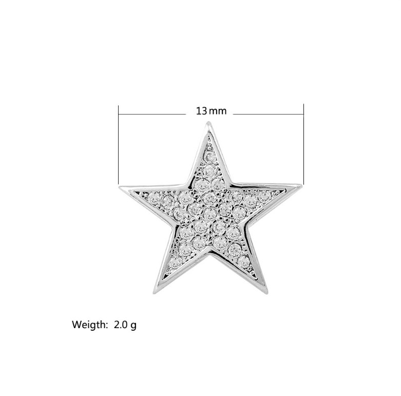 18K White Gold Men’s Hip Hop Big Star Micro pave CZ Stud Earrings Gift Box 13mm
