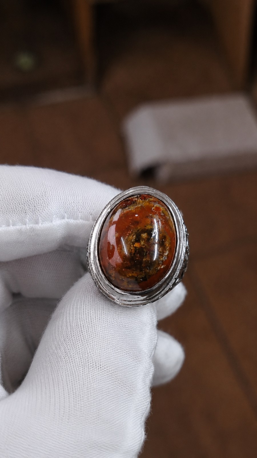 Natural Multicolor Pancawarna Agate With Alpaka Chrome Ring
