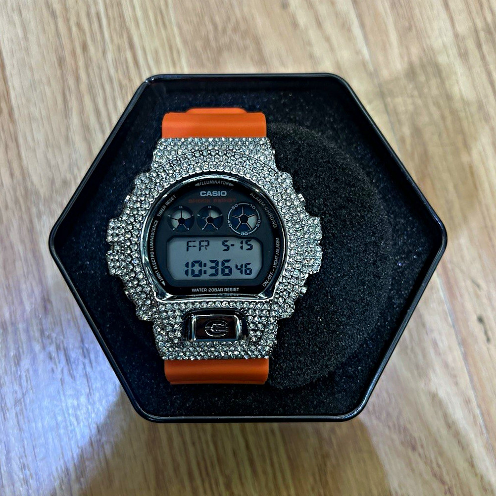 Casio G-Shock Digital Quartz 200m Sport Watch 50mm Silver/Orange Resin