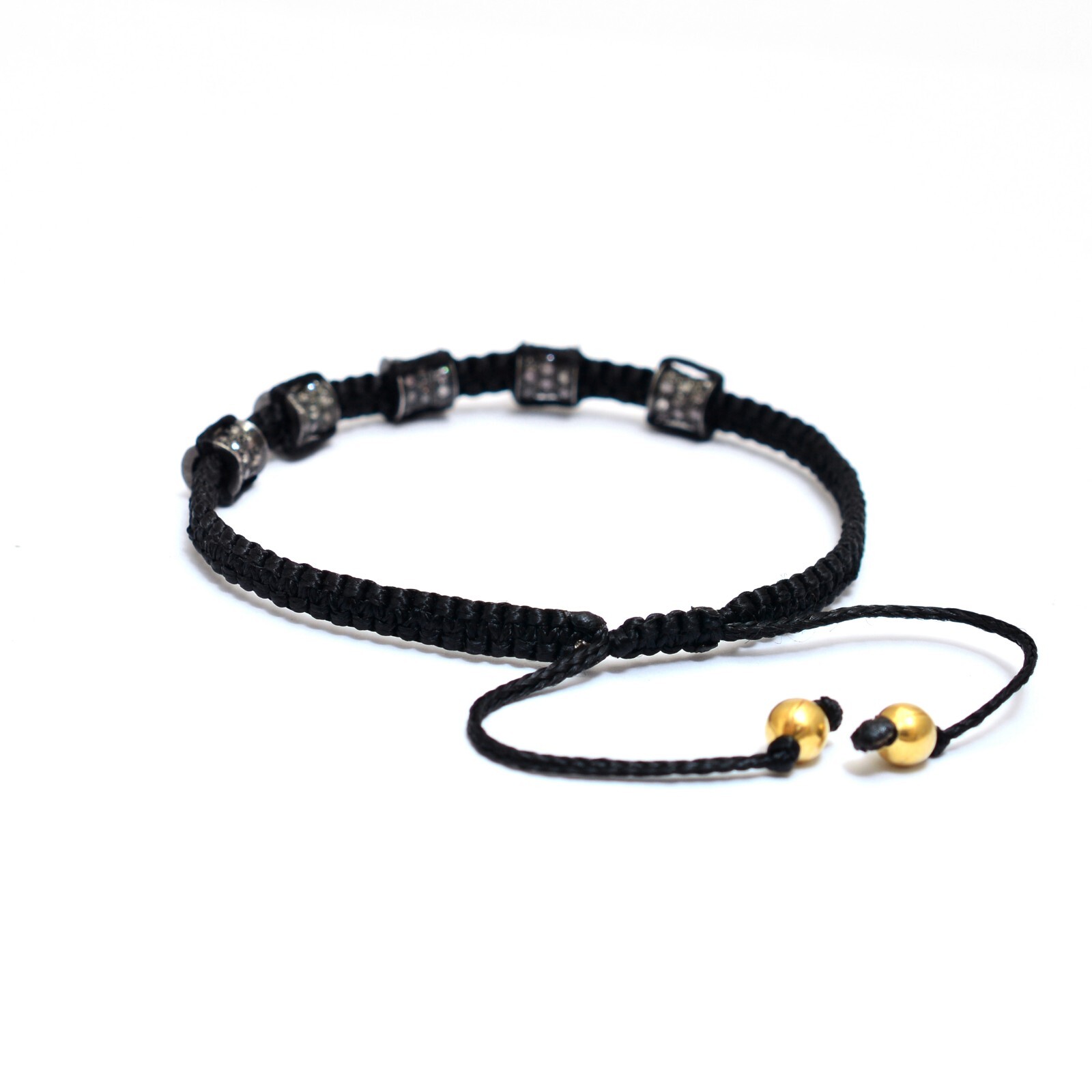 Shweta Creation Bracelet Macrame Thread Diamond Beaded 925 Silver Unisex Jewelry