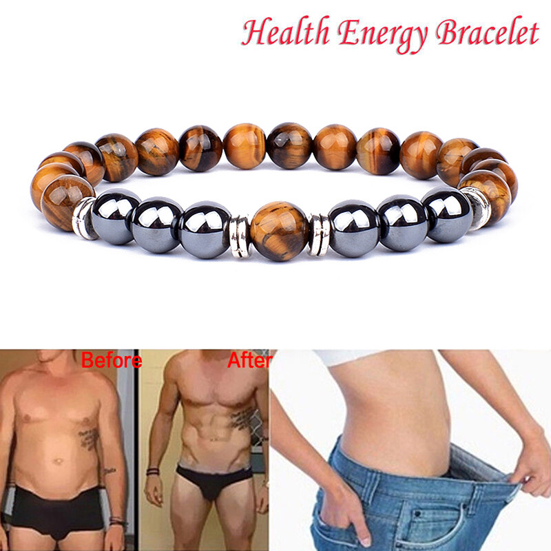 Ntural Tiger Eye Bead Bracelet Energy Hematite Weight Loose Anti-anxiety Jewelry