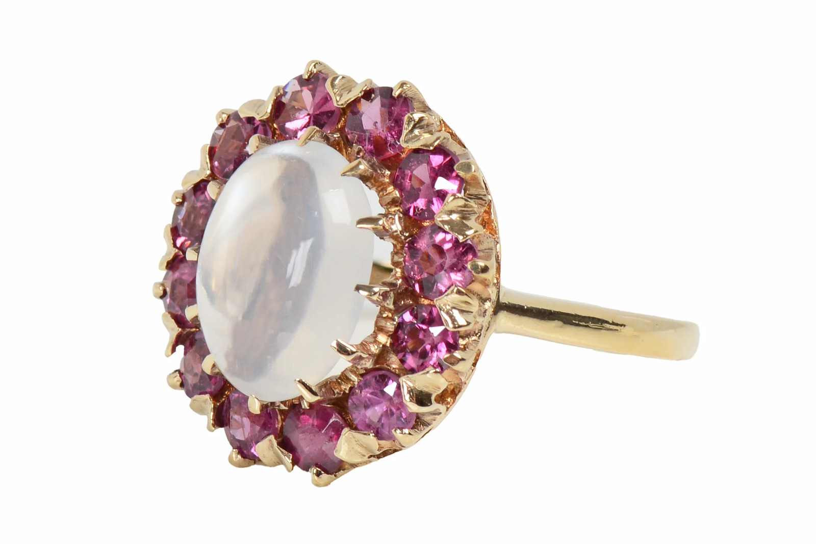 Vintage Blue Moonstone Pink Tourmaline Ring