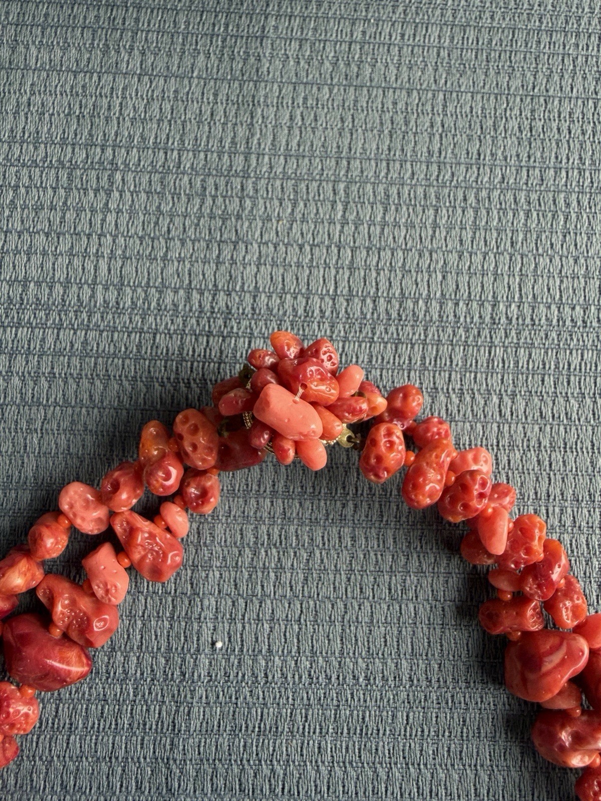 Vintage Western Germany Double Strand Simulated Coral Necklace