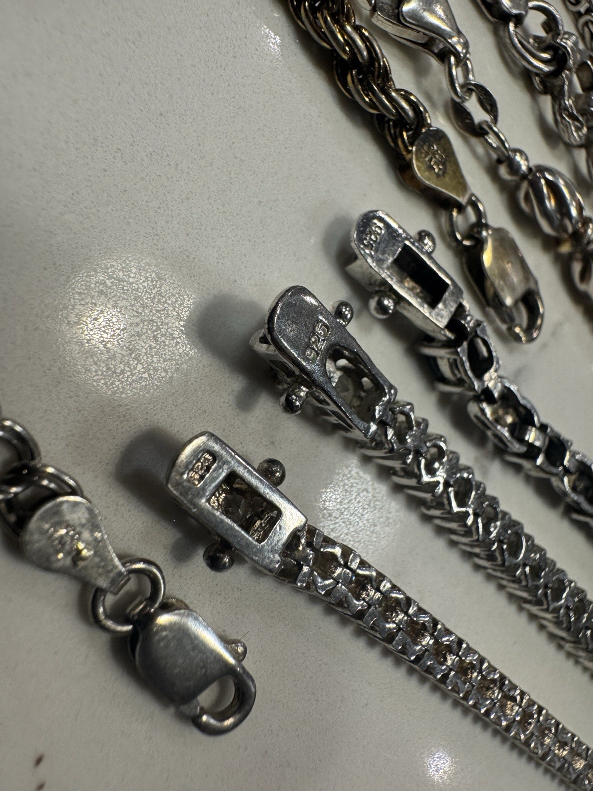 Sterling 925 7-7.5” Bracelet Lot of 9 – Melee, Tennis, Byzantine, Charms, more