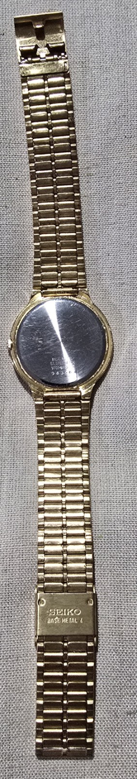 1995 Seiko Quartz Dress Watch V701-6J60 Gold Bead Bracelet, Excellent Condition!
