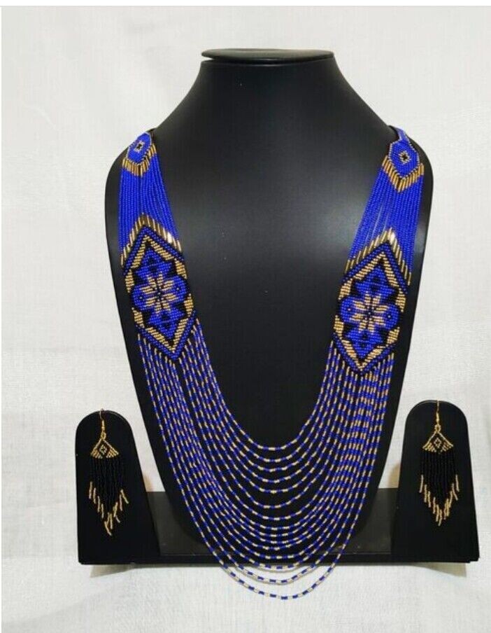 Handmade Necklace Seed Bead Boho American Style Nativ Beaded Multi Strand