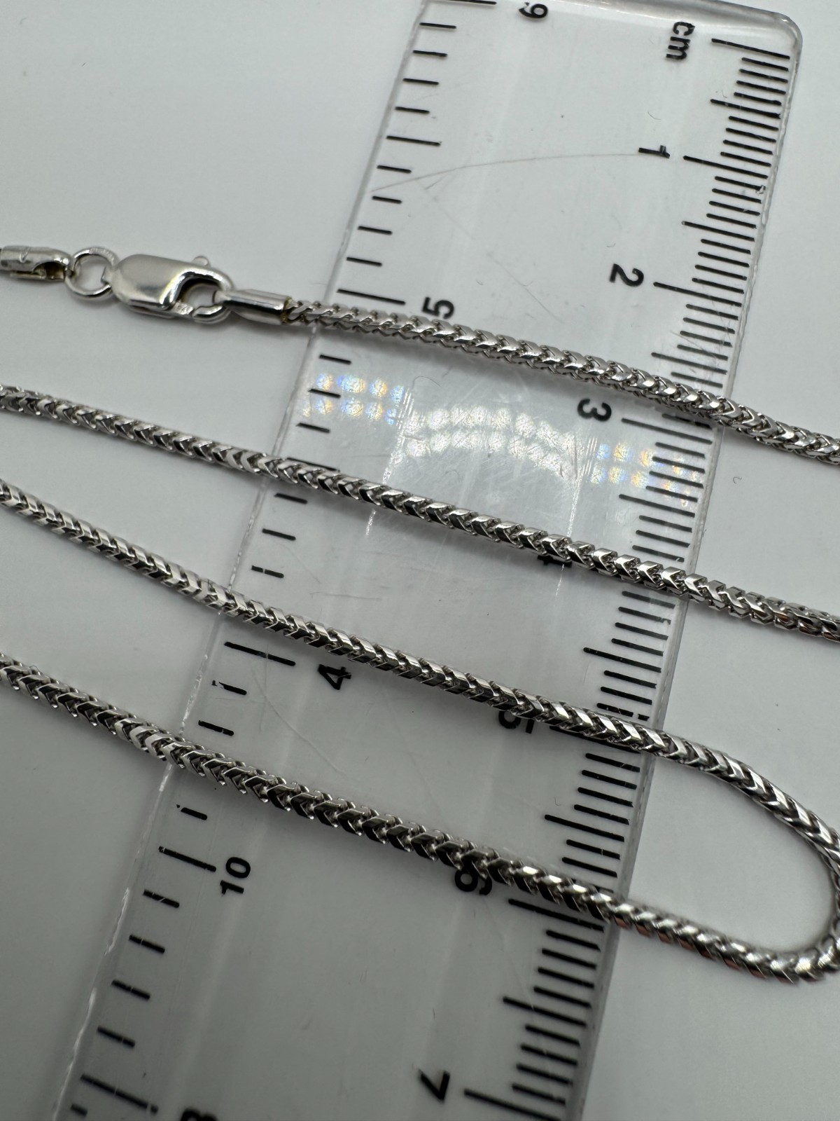 9ct Solid White Gold Franco 1.5mm Chain Necklace Length 20 Inch/50cm