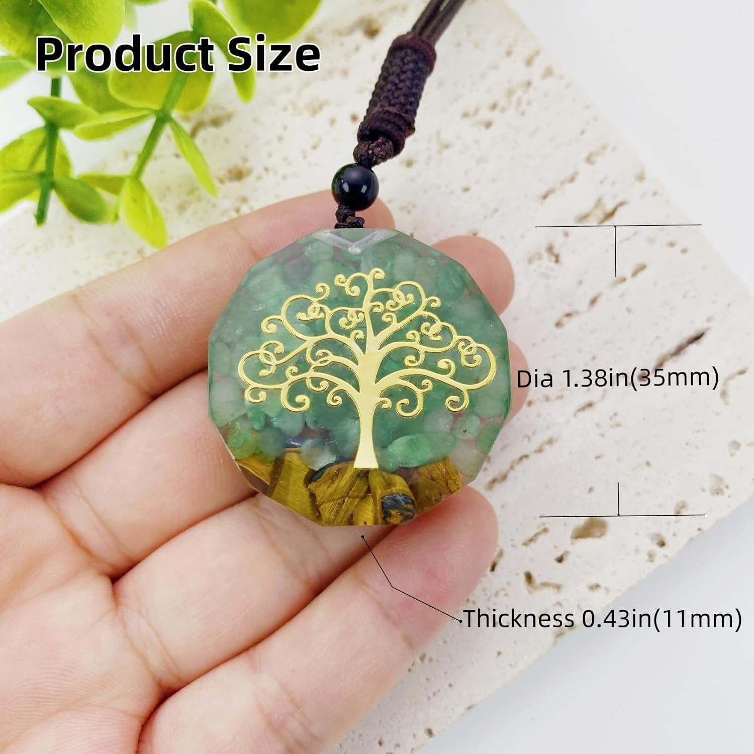 Healing Orgonite Tree of Life Crystal Necklace – Energy Talisman for Mindfulness