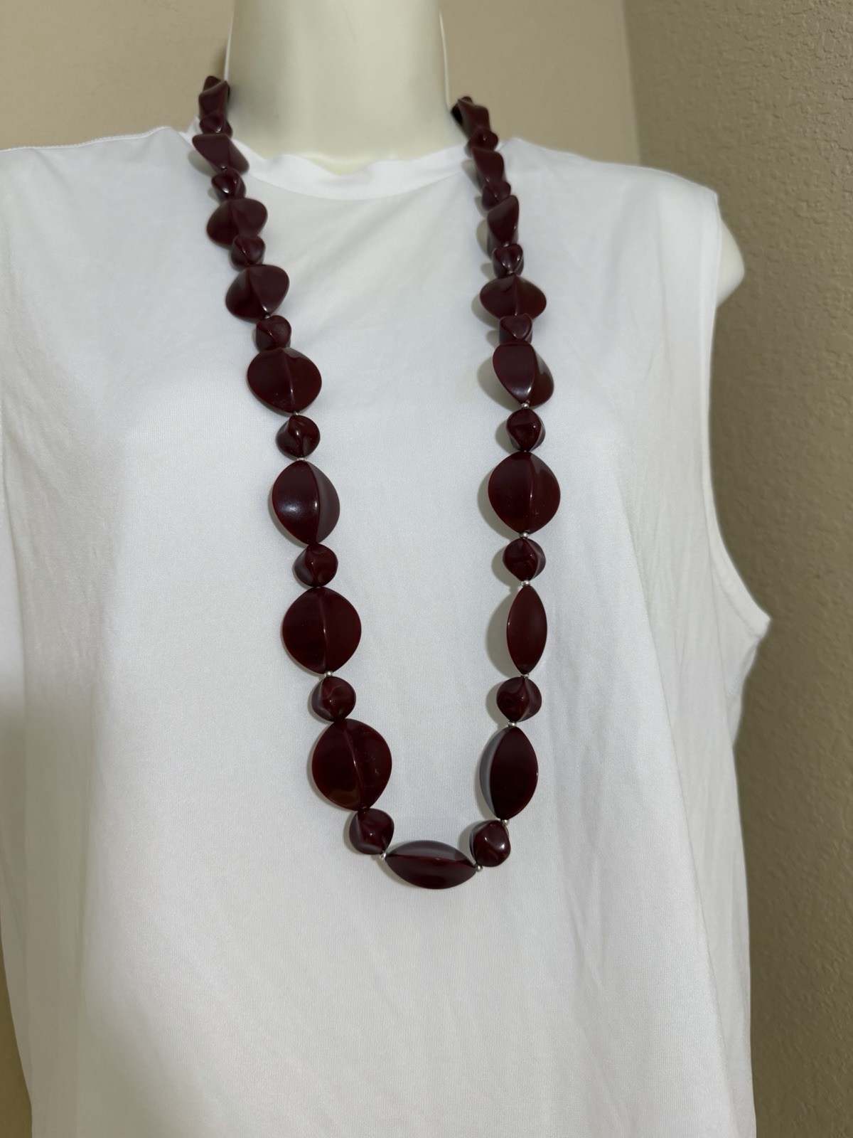 Statement Chunky Burgundy / Berry-red Necklace