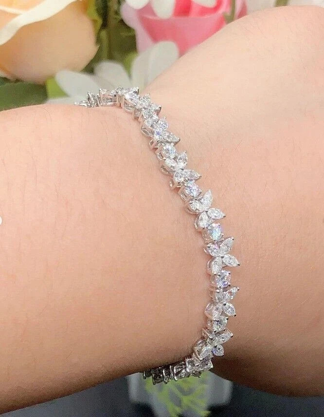 Multi Cut Wedding Special Natural Diamond Women’s Charm Tennis Bracelet 14K Gold