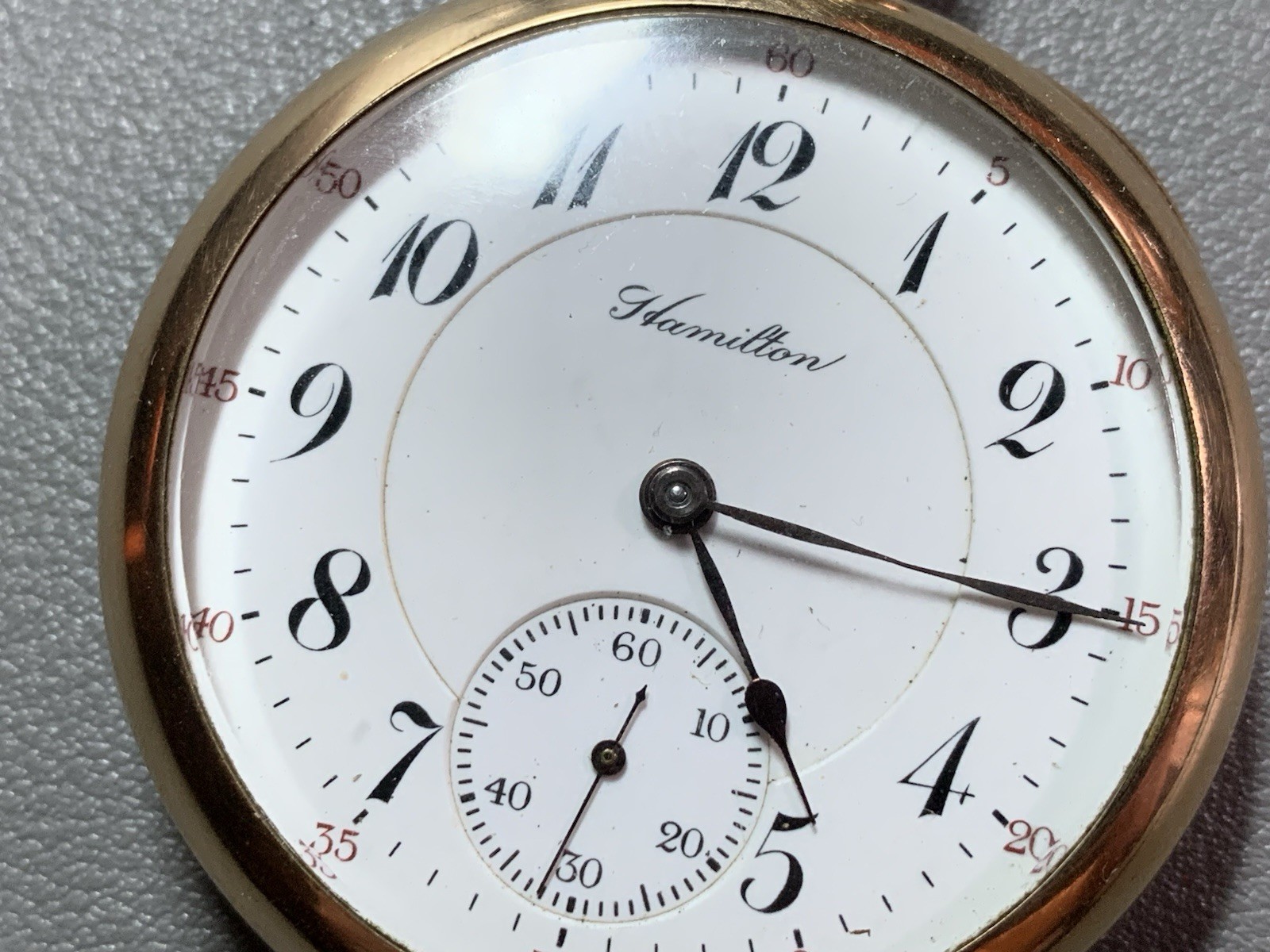 Hamilton grade 956 pocket watch, swing out GF case 17j, 16s,Mod.2, runs,25 yrs