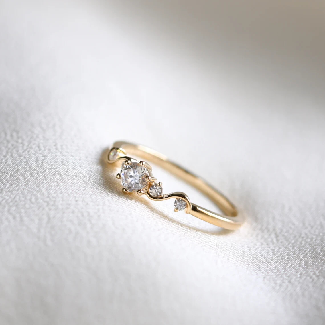 0.54 CT Round Cut VSSI Lab Grown Diamond Women’s Stackable Ring 14K Yellow Gold